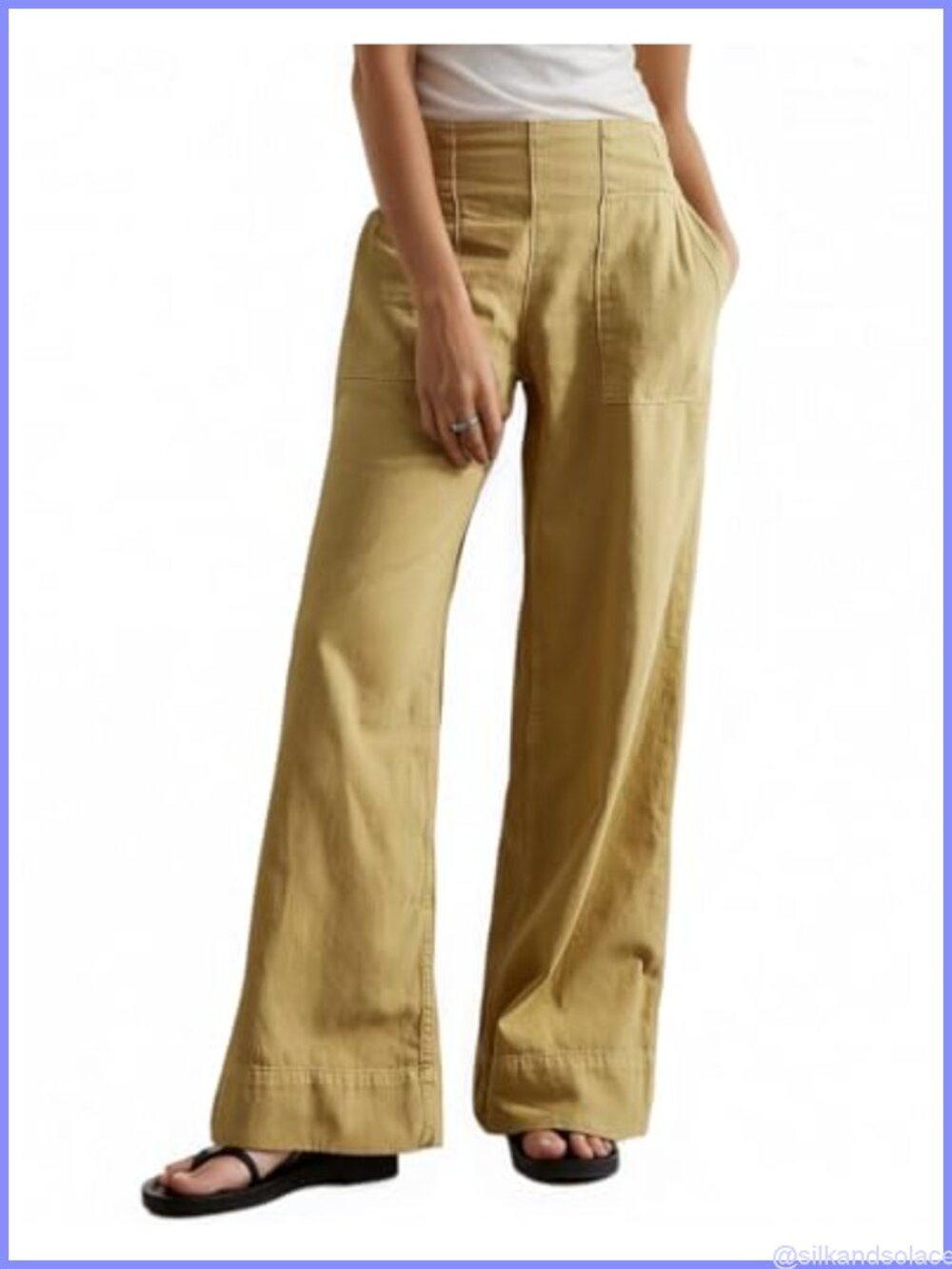 Mid Rise Wide Leg Pull-On Jeans Casual Baggy Denim Pants with Pockets